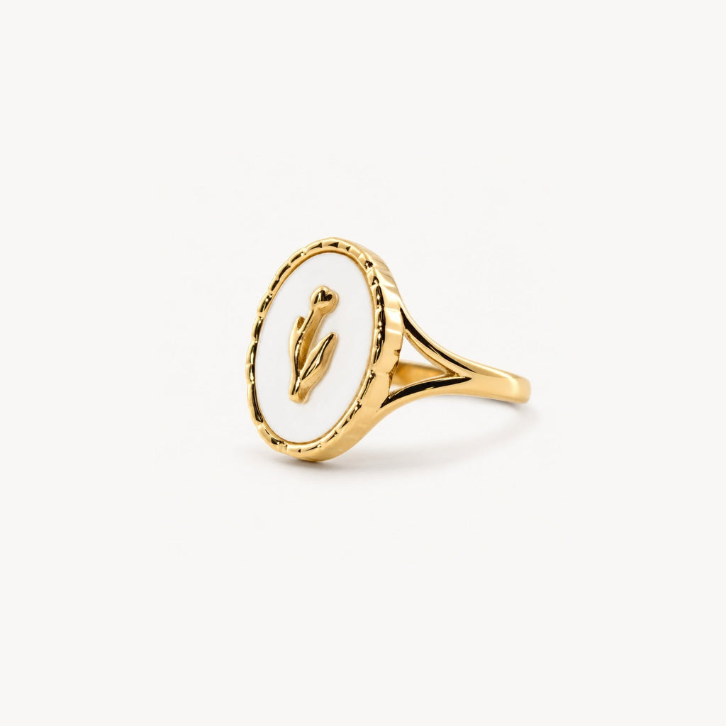 Rivelle Life Ring | 18k Gold Plated Mother of Pearl Adjustable Signet 1