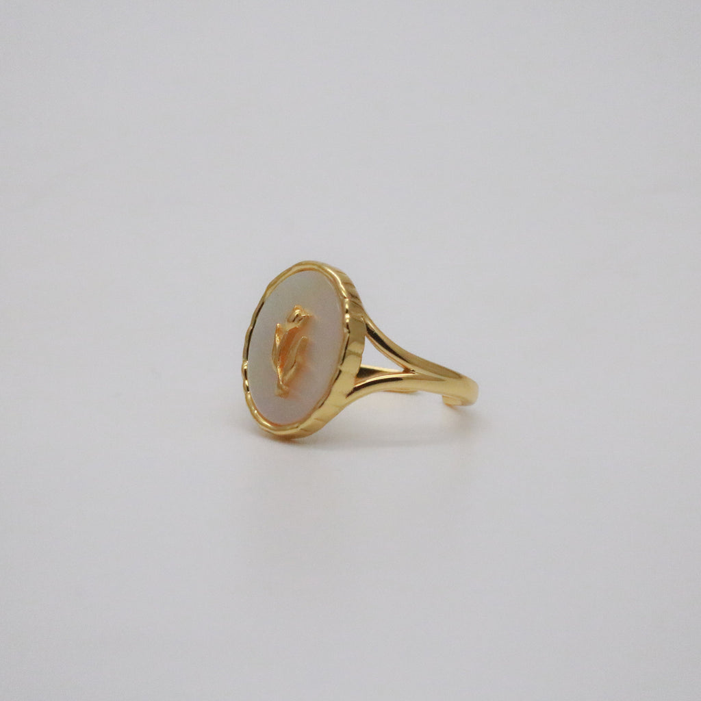 Rivelle Life Ring | 18k Gold Plated Mother of Pearl Adjustable Signet 2
