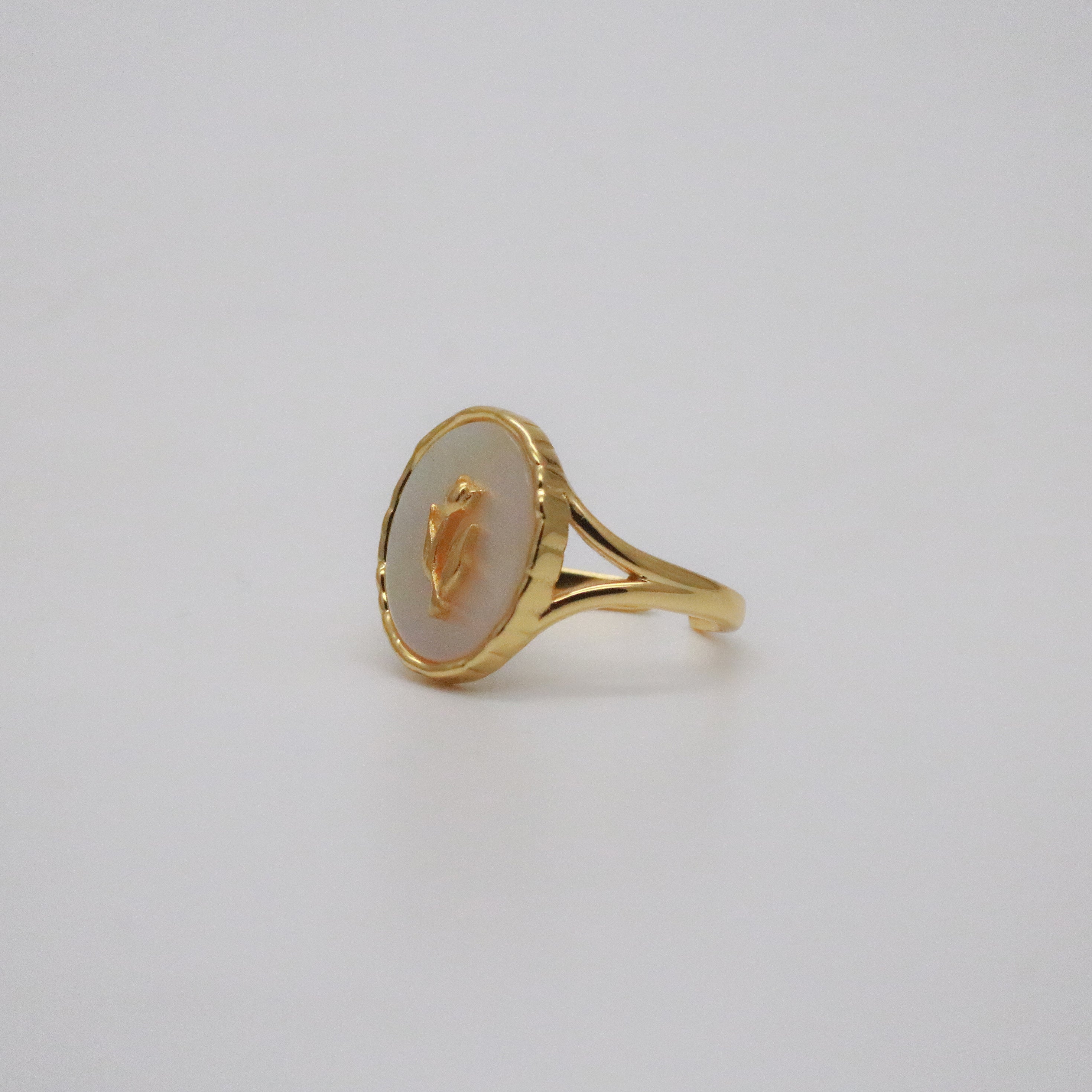 Rivelle Life Ring | 18k Gold Plated Mother of Pearl Adjustable Signet 2