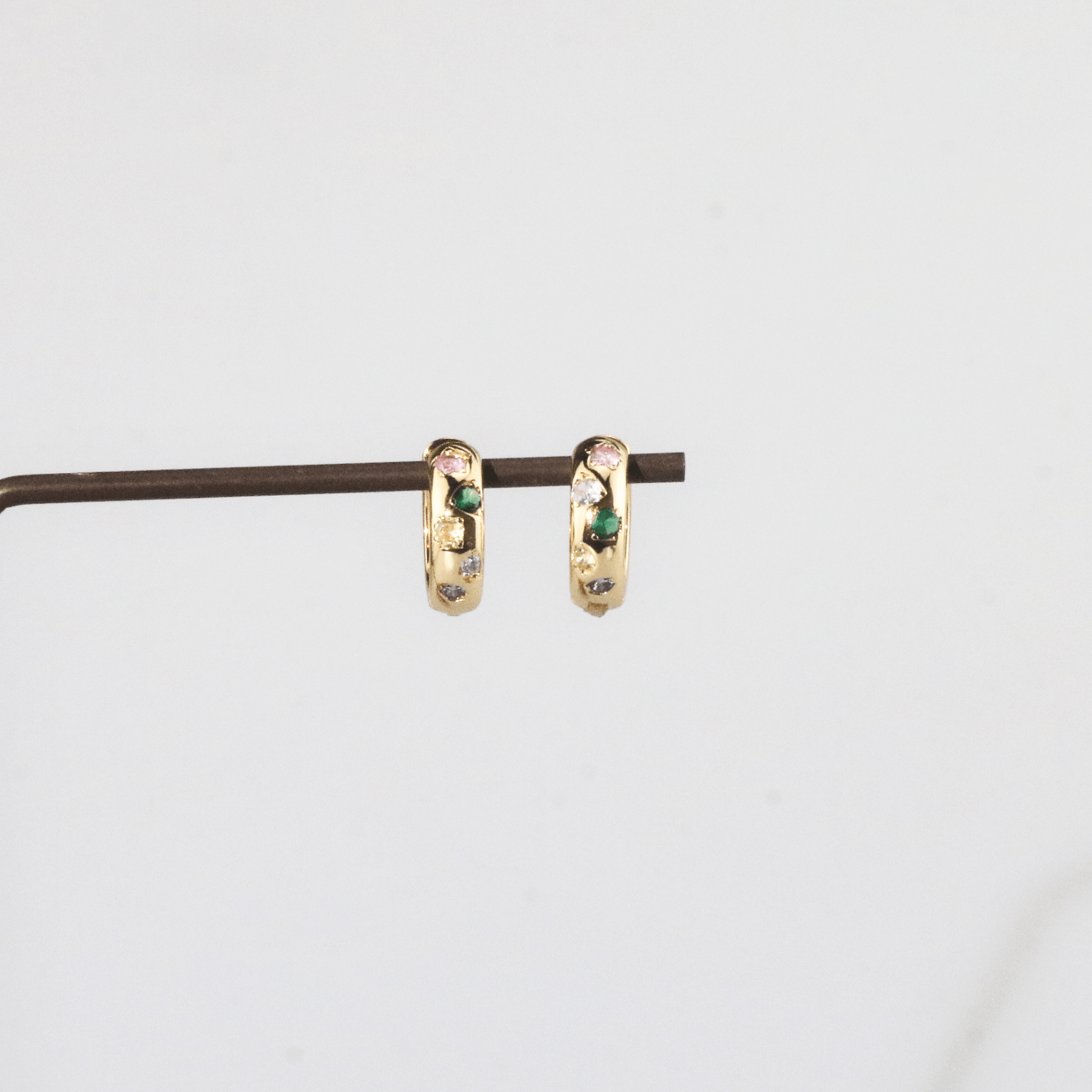 Riven Rainbow Stone Hoops | 18k Gold Plated Brass, Multi-Colored Gemstone Earrings for Women 1