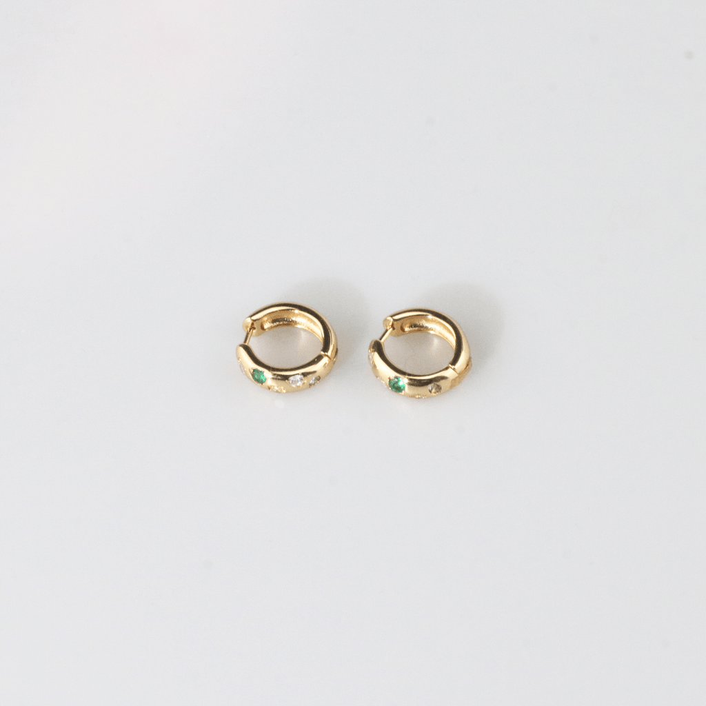 Riven Rainbow Stone Hoops | 18k Gold Plated Brass, Multi-Colored Gemstone Earrings for Women 2
