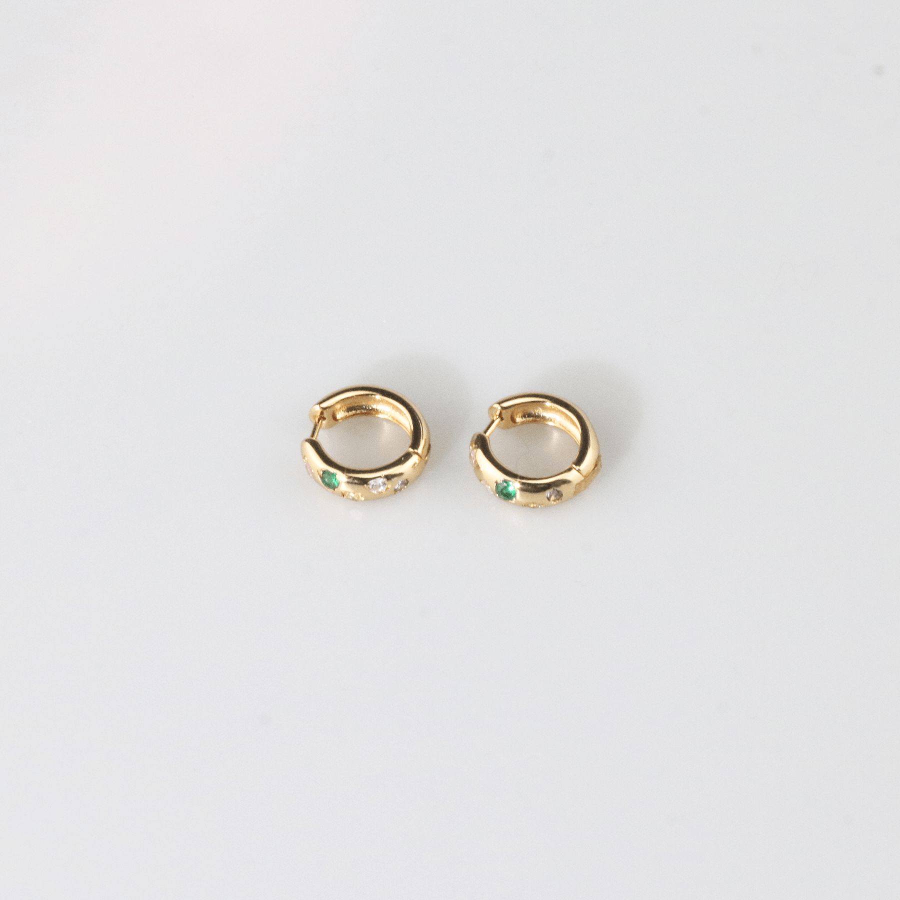 Riven Rainbow Stone Hoops | 18k Gold Plated Brass, Multi-Colored Gemstone Earrings for Women 2