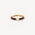 Riven Red Enamel Stacking Ring | 18k Gold Plated, Baguette Crystal 0