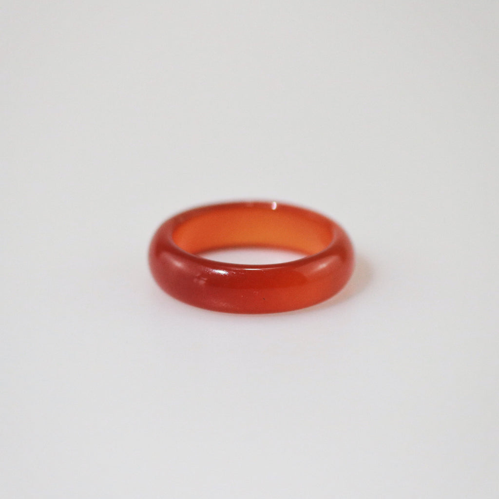 Riven Red Jade Band Ring | Genuine Stone, US7 Size, 3mm Thickness 0