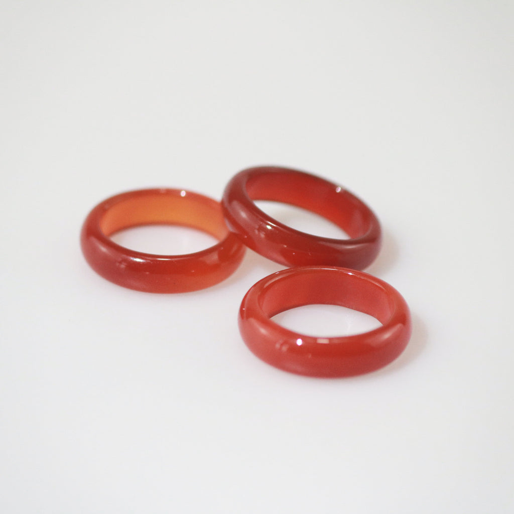 Riven Red Jade Band Ring | Genuine Stone, US7 Size, 3mm Thickness 2