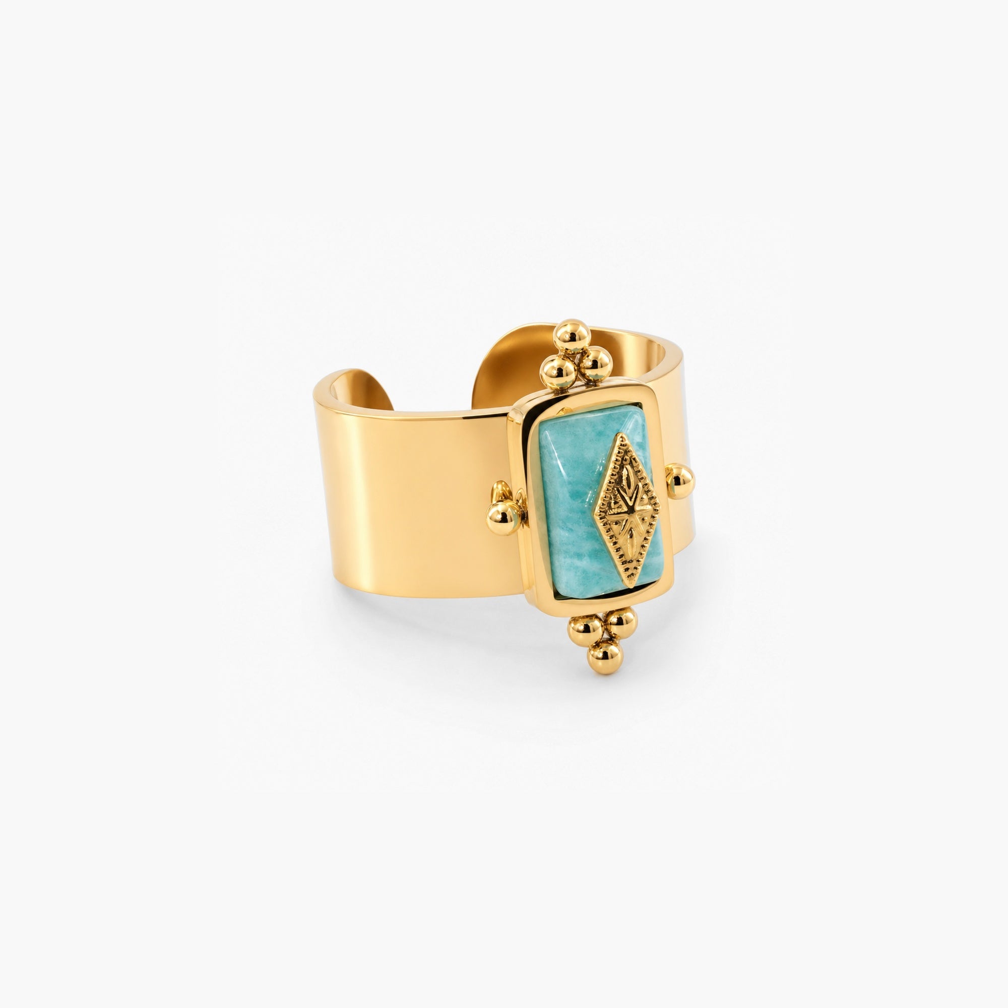 Royal Knight Ring | Natural Amazonite, 18k Gold Plated Stainless Steel 0
