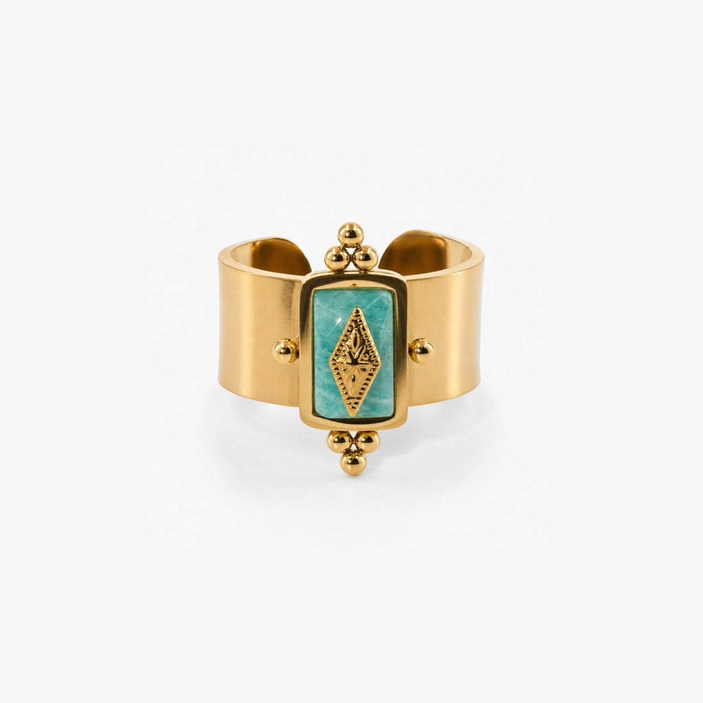Royal Knight Ring | Natural Amazonite, 18k Gold Plated Stainless Steel 1