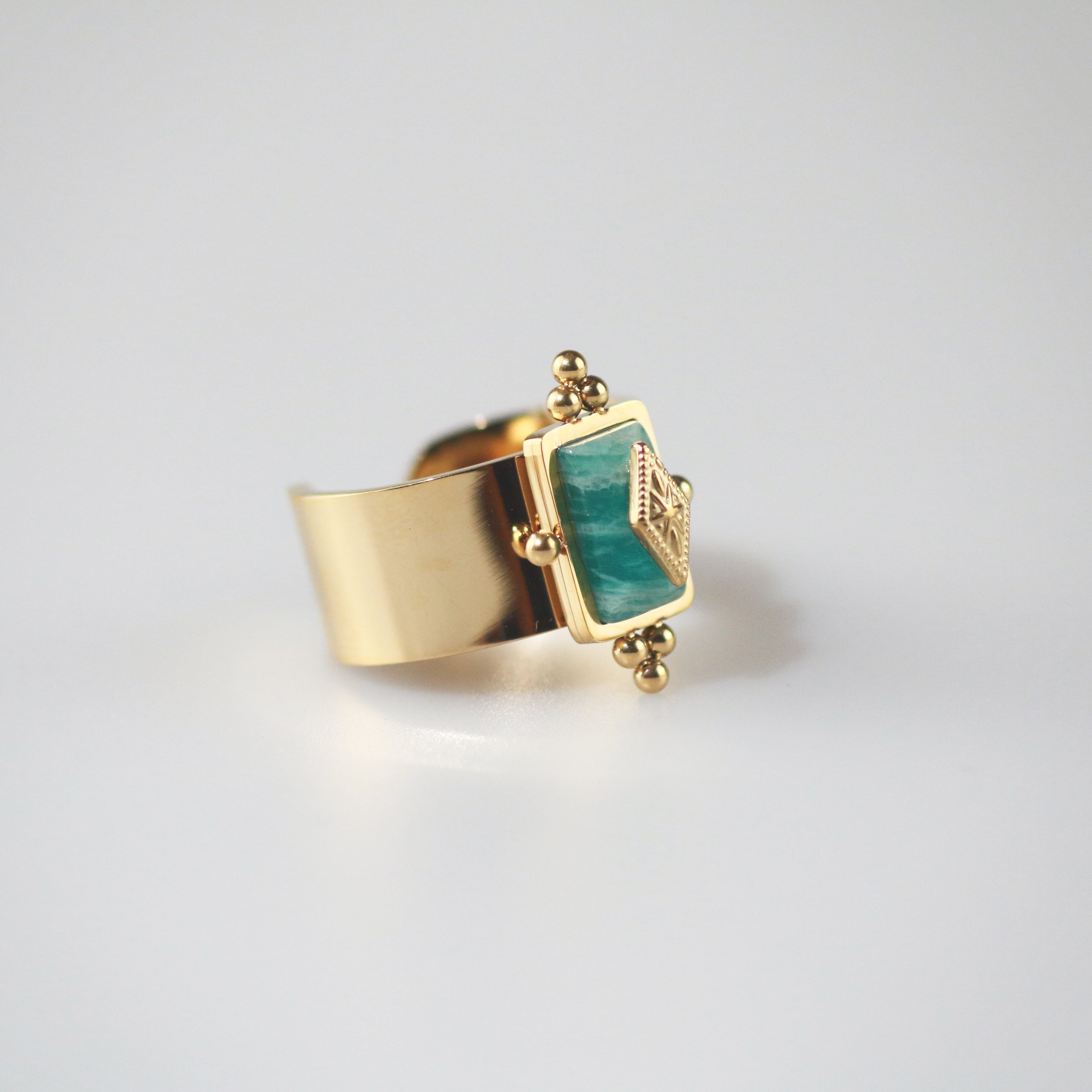 Royal Knight Ring | Natural Amazonite, 18k Gold Plated Stainless Steel 3