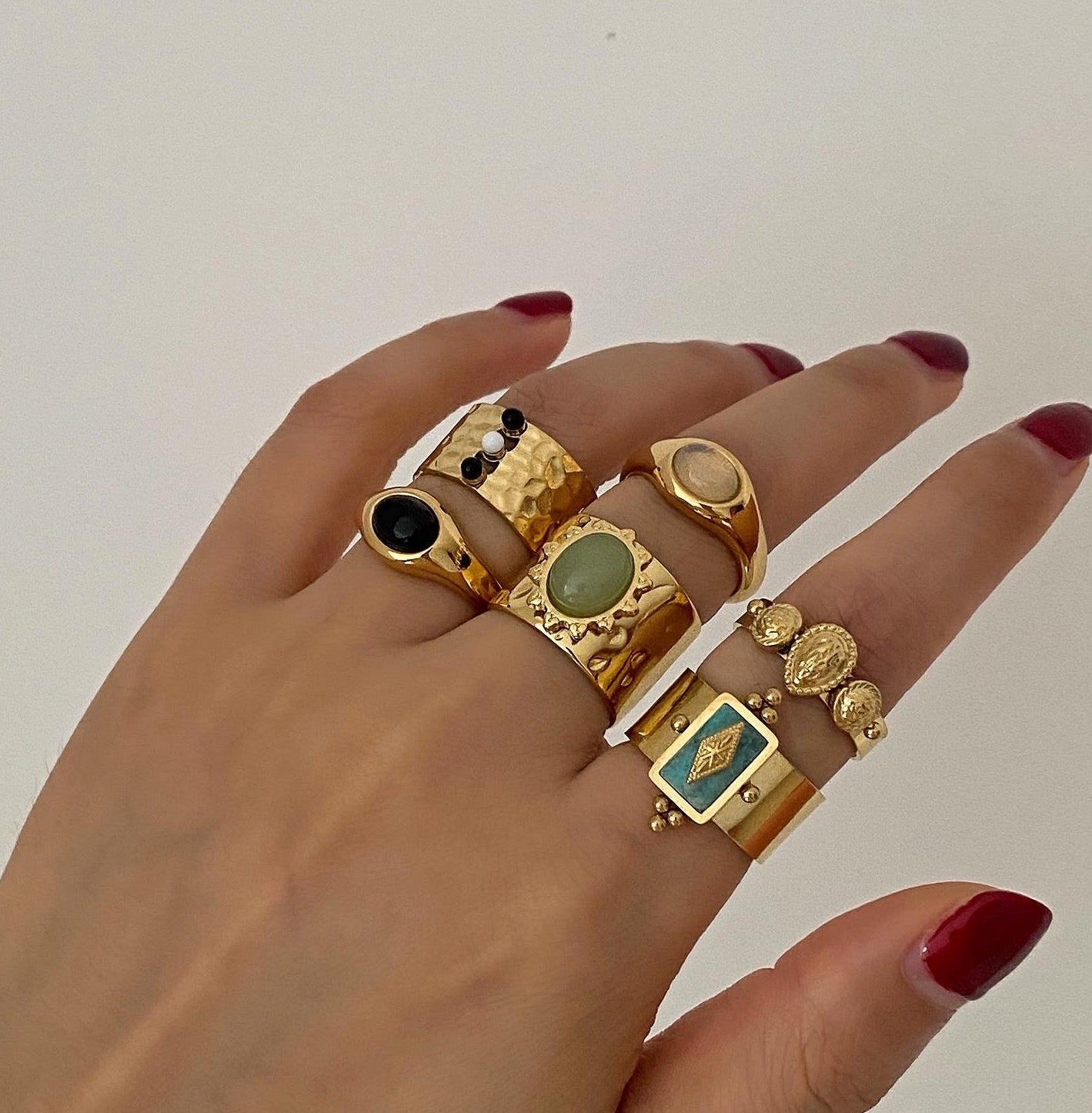 Royal Knight Ring | Natural Amazonite, 18k Gold Plated Stainless Steel 4
