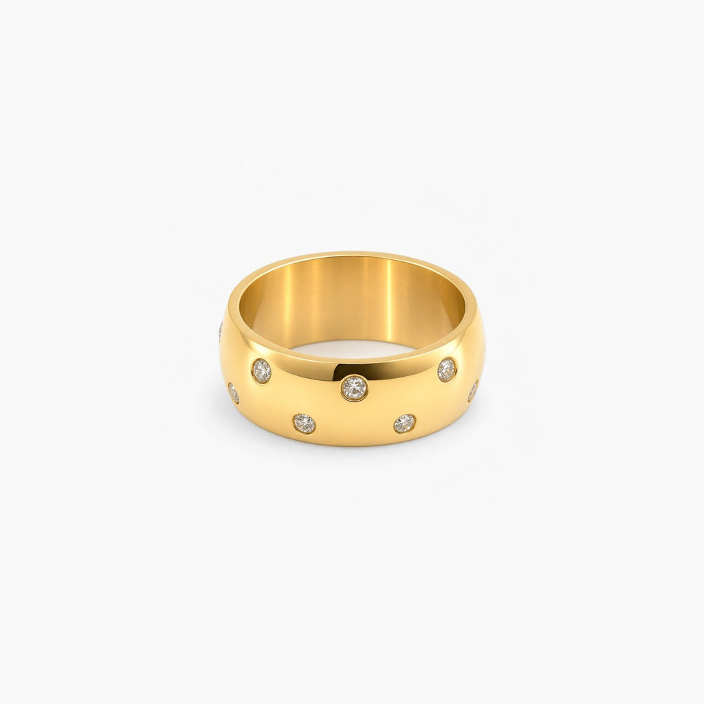 Sable Gold Dome Ring | 18k Gold Plated, Stone Inlaid 0