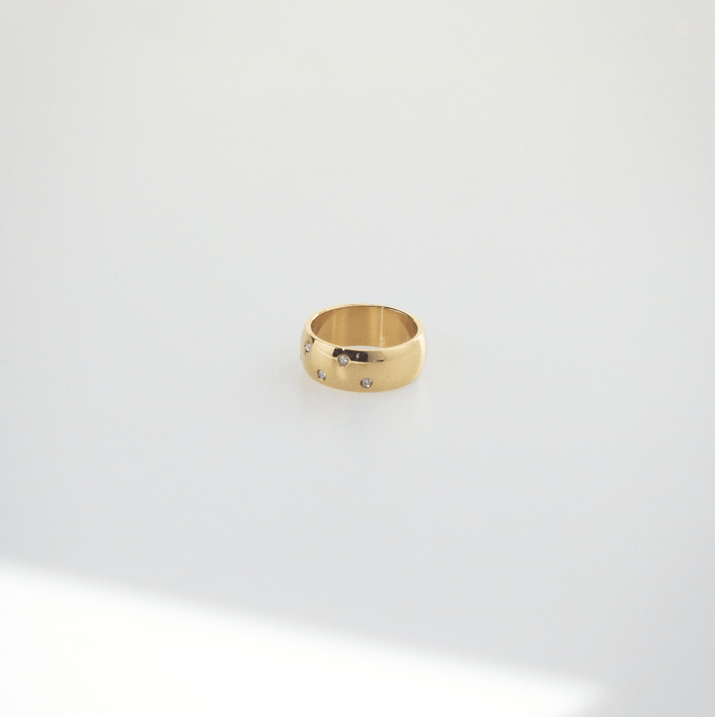 Sable Gold Dome Ring | 18k Gold Plated, Stone Inlaid 4