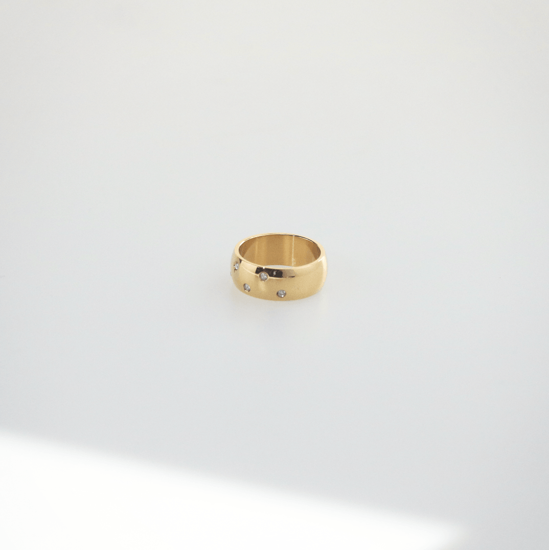 Sable Gold Dome Ring | 18k Gold Plated, Stone Inlaid 4