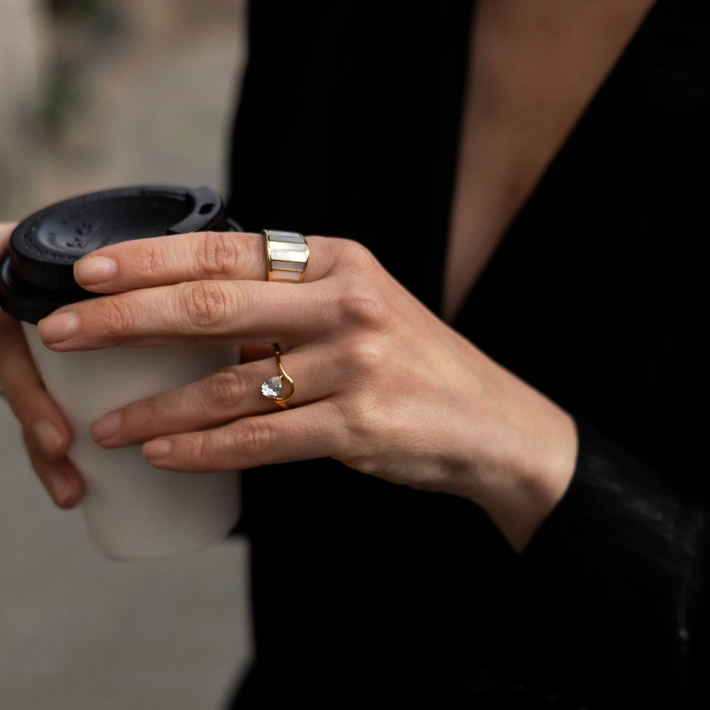 Sable Mother of Pearl Ring | 18k Gold Plated Stainless Steel 1