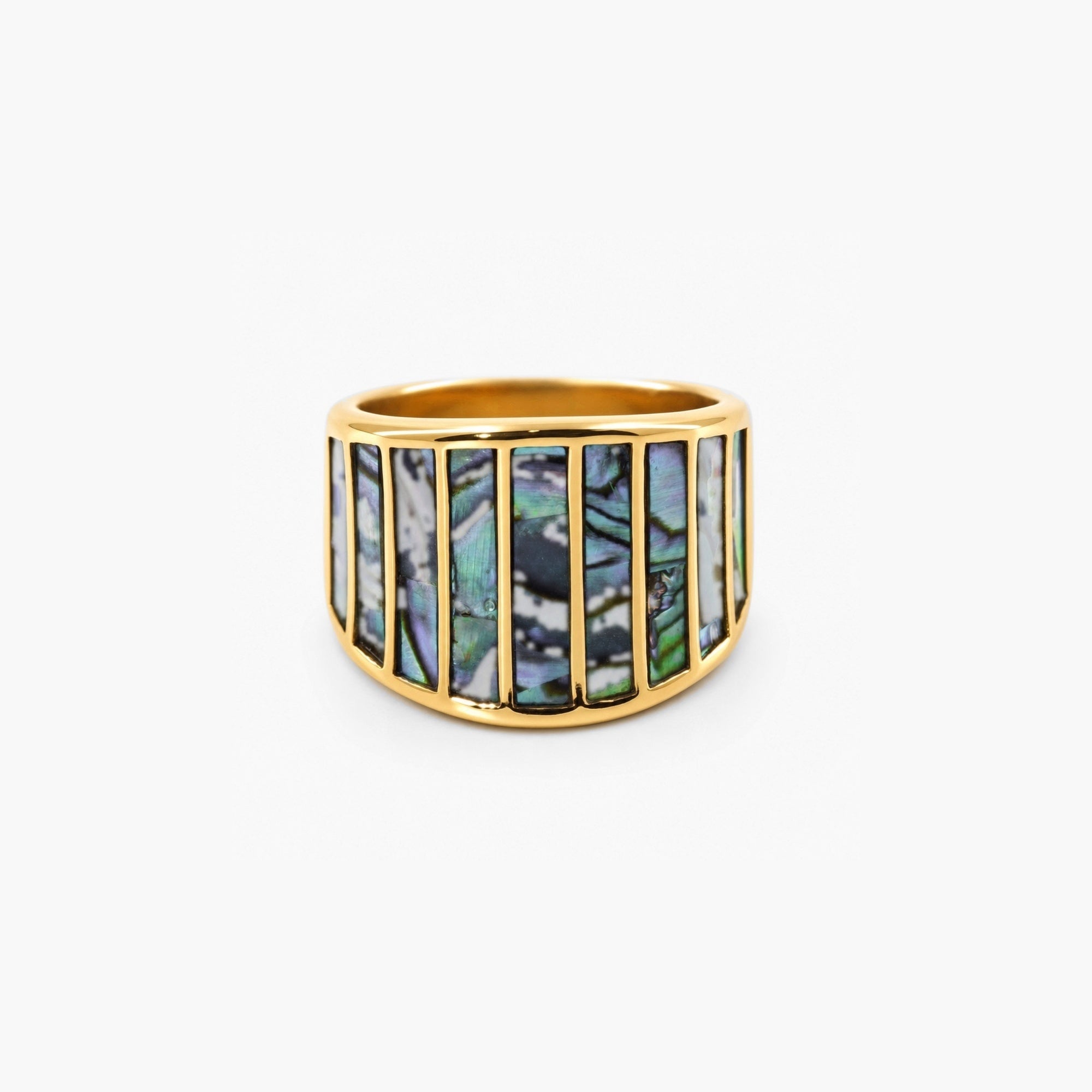 Sable Mother of Pearl Ring | Abalone Inlay, Stainless Steel, Waterproof 0