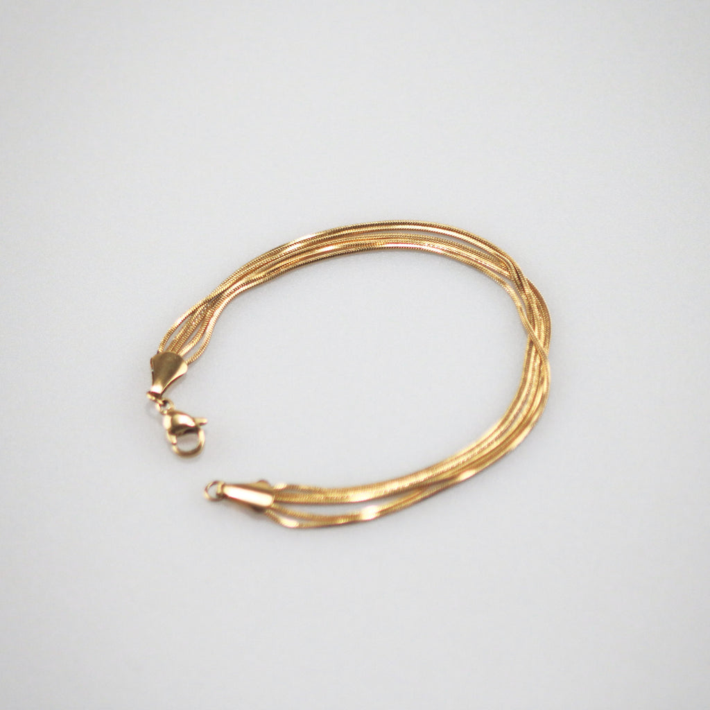 Sable Snake Chain Bracelet | 18k Gold Plated, Adjustable Length 0