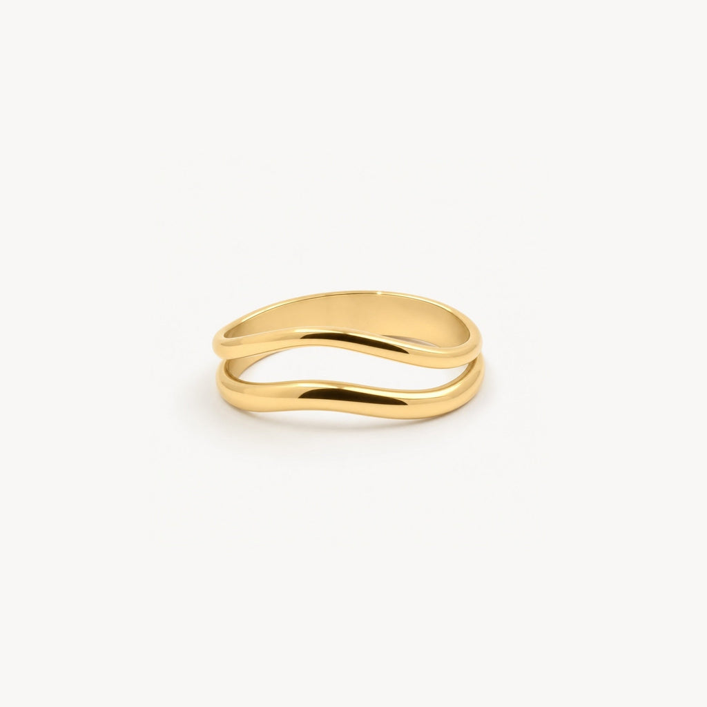 Sable Wave Ring | 18k Gold Plated, Split Shank Design 0