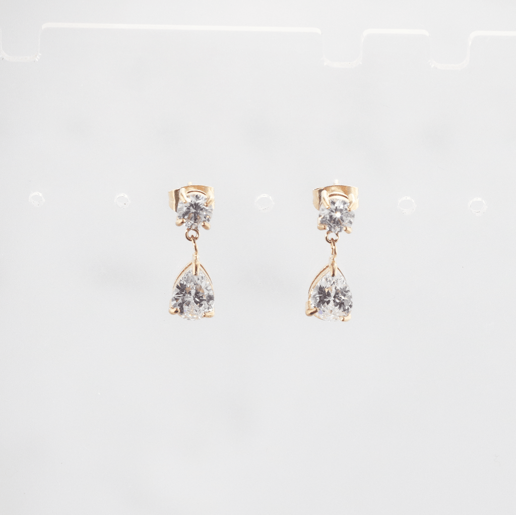 Sapphire Drop Earrings | 18k Gold Plated, Teardrop Design with CZ 0