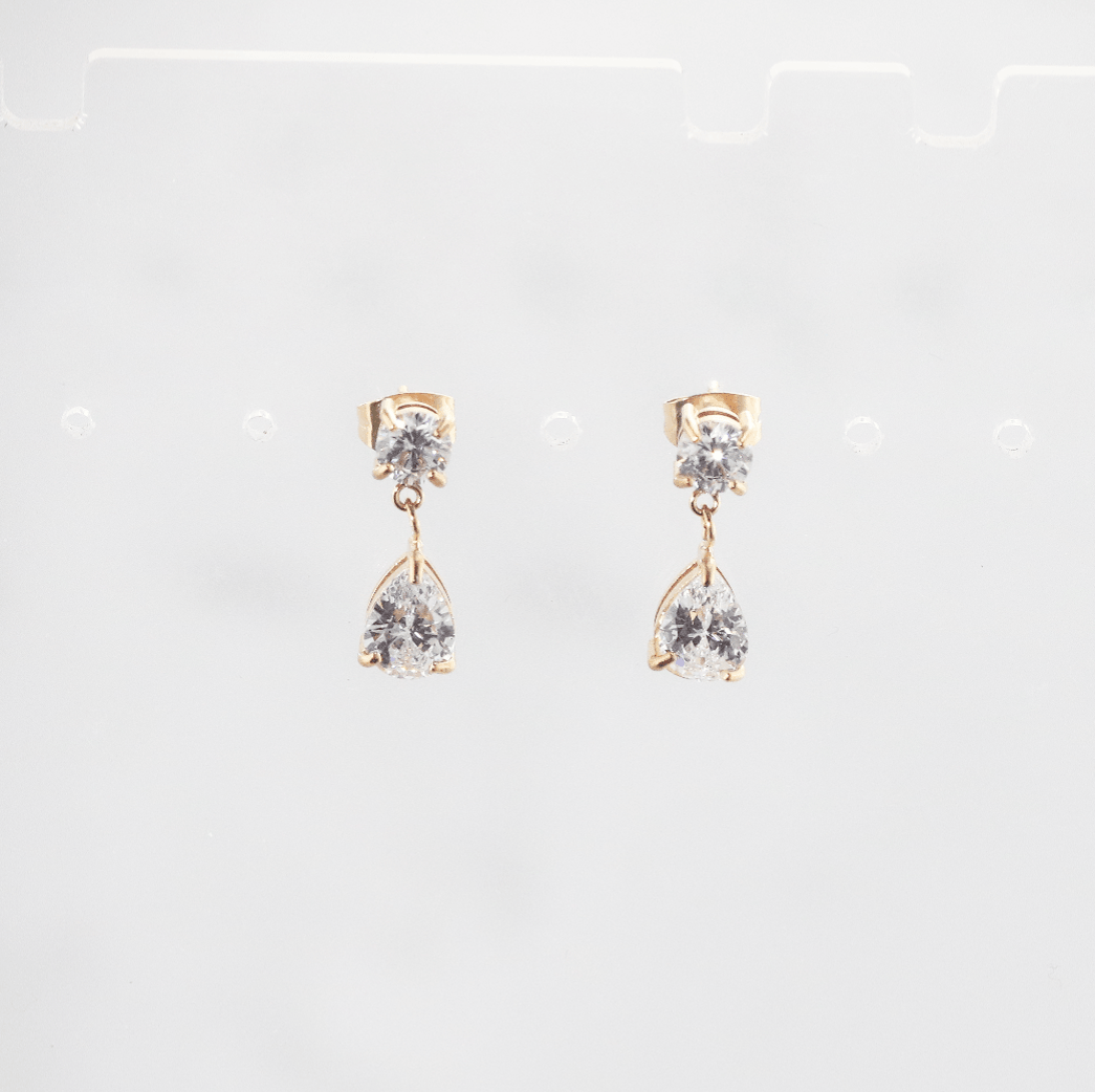 Sapphire Drop Earrings | 18k Gold Plated, Teardrop Design with CZ 0