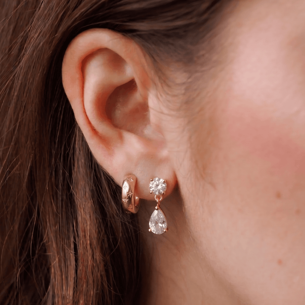 Sapphire Drop Earrings | 18k Gold Plated, Teardrop Design with CZ 1