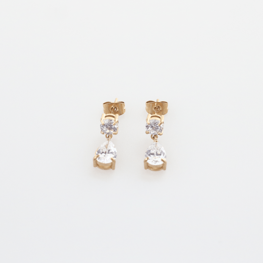Sapphire Drop Earrings | 18k Gold Plated, Teardrop Design with CZ 3