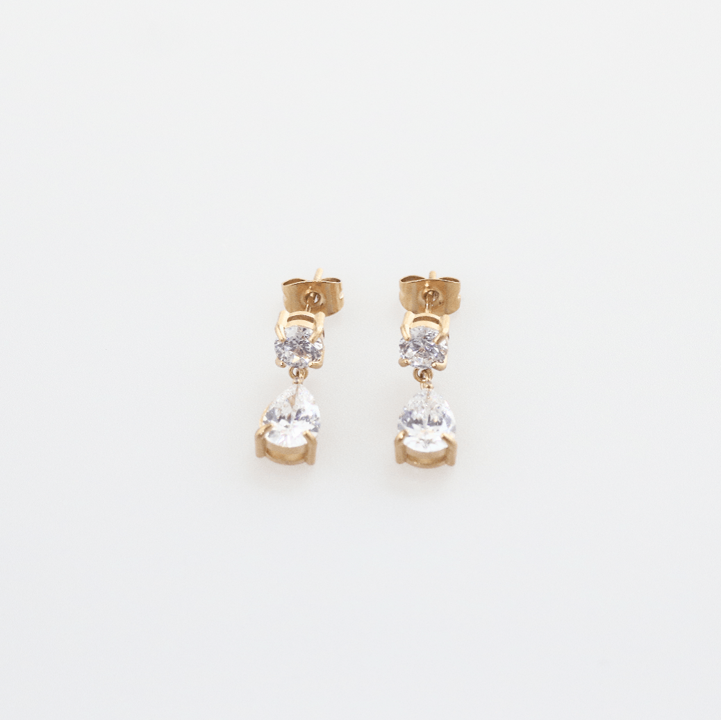 Sapphire Drop Earrings | 18k Gold Plated, Teardrop Design with CZ 3