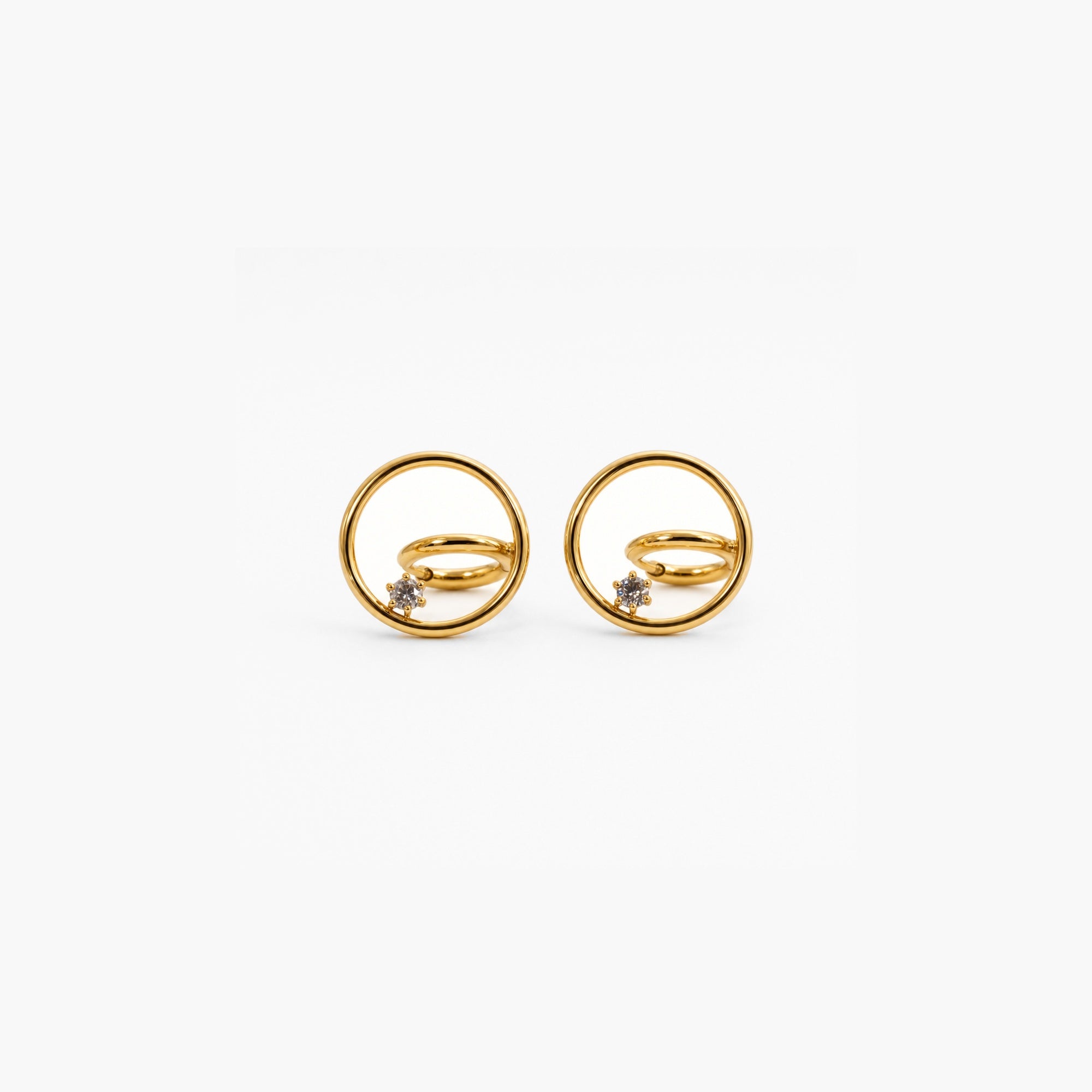 Seren Huggie Earrings | 18k Gold Plated, CZ Accent 0