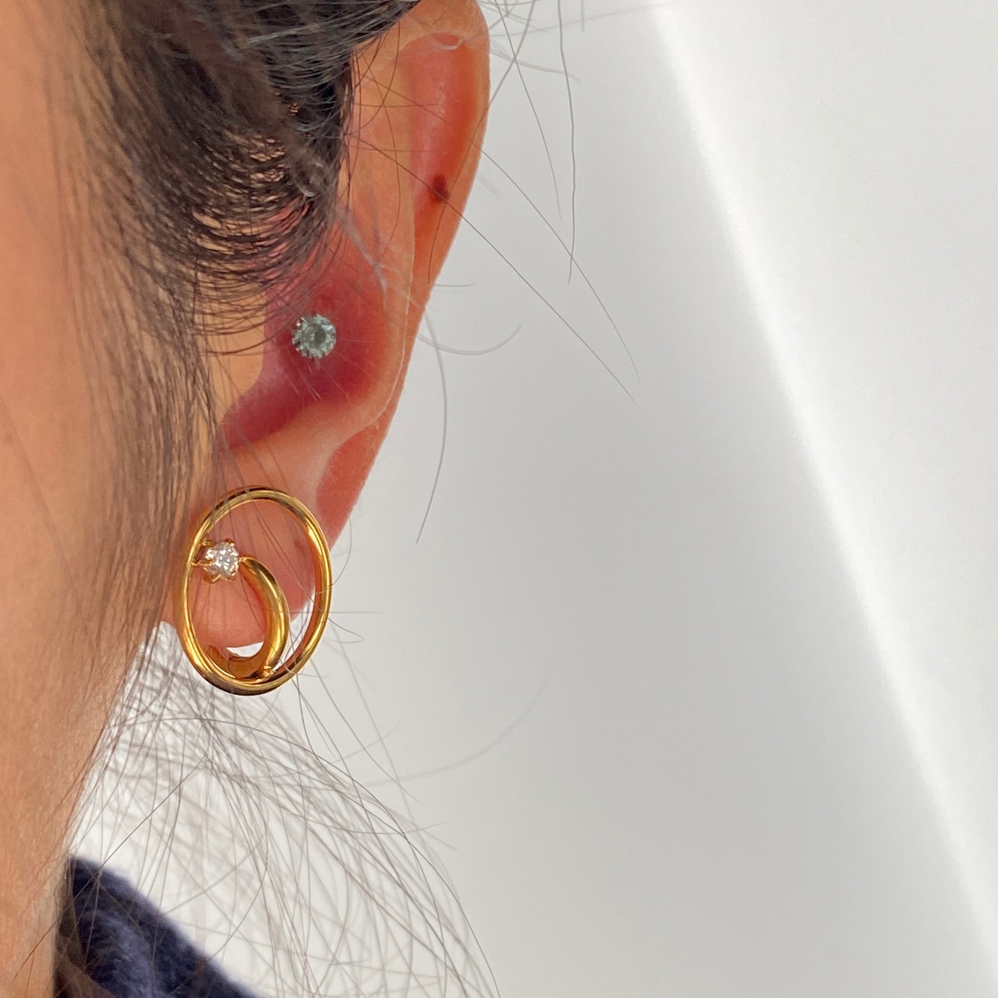 Seren Huggie Earrings | 18k Gold Plated, CZ Accent 1