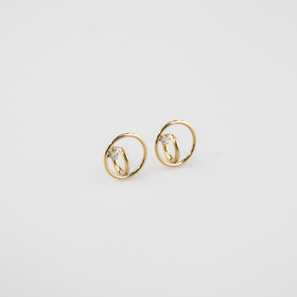 Seren Huggie Earrings | 18k Gold Plated, CZ Accent 2