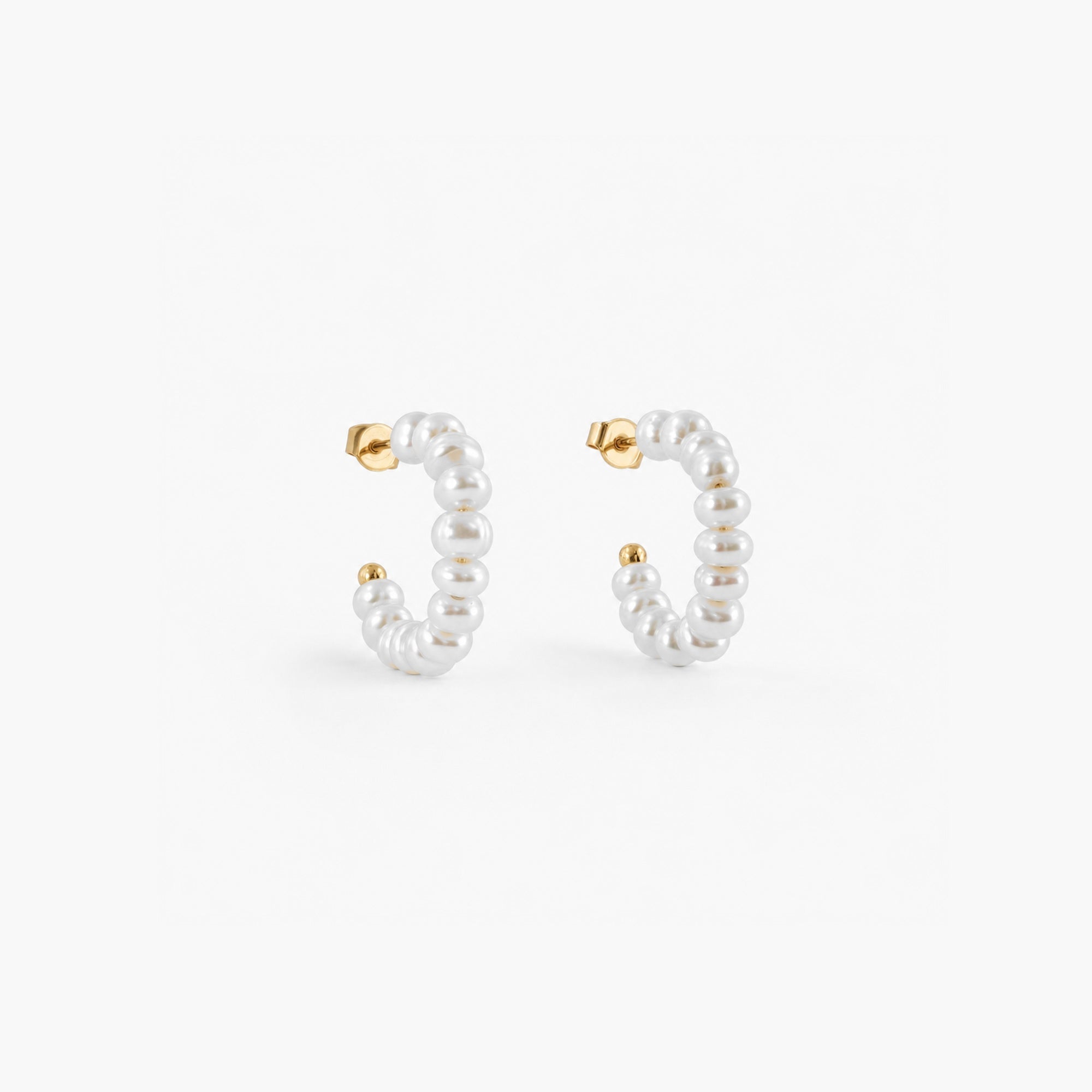 Serene Gold Hoop Earrings | 18k Gold Plated, Freshwater Pearls, 23mm 0