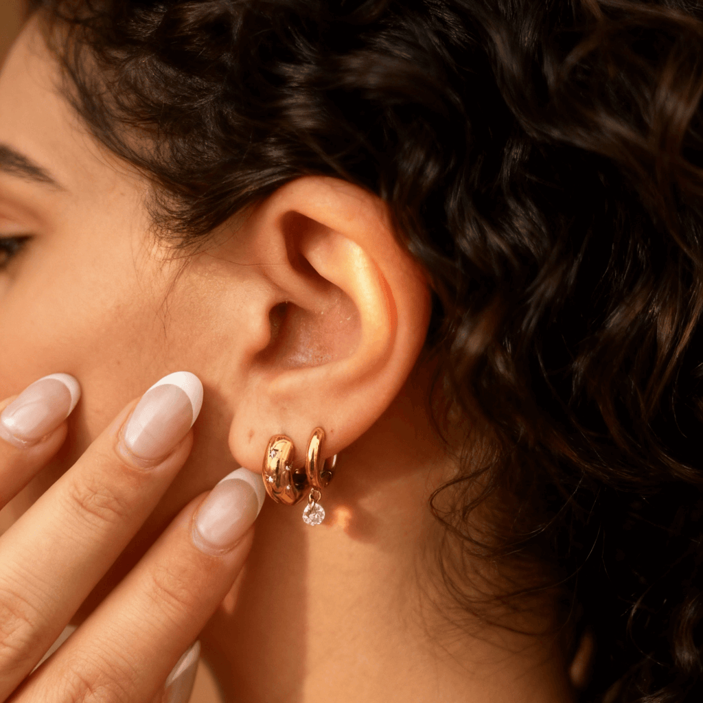 Sierra Gold Hoop Earrings | 18k Gold Plated, Lightweight, Small Design 1