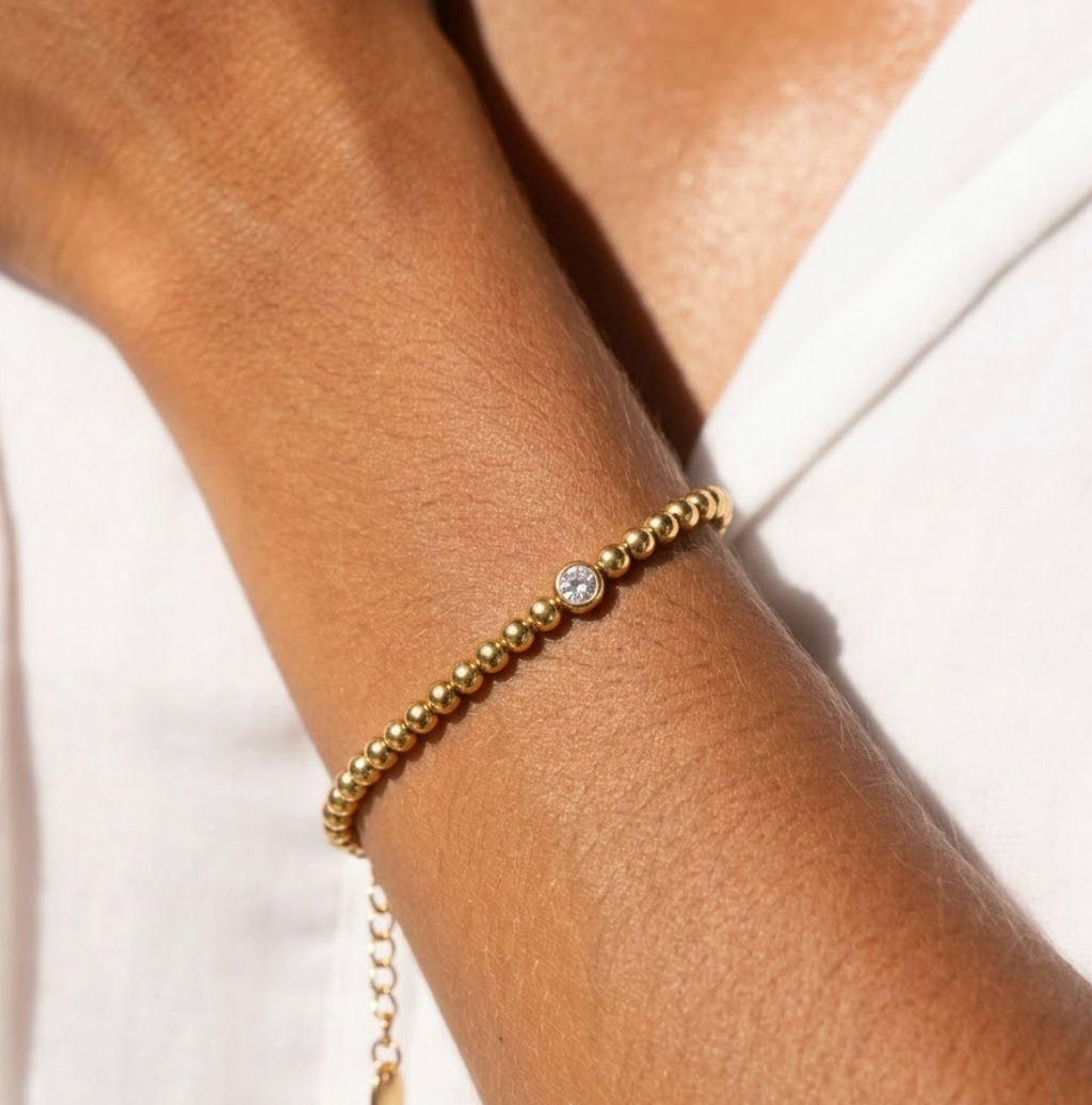 Soleil Beaded Bracelet | 18k Gold Plated, Adjustable Length 1