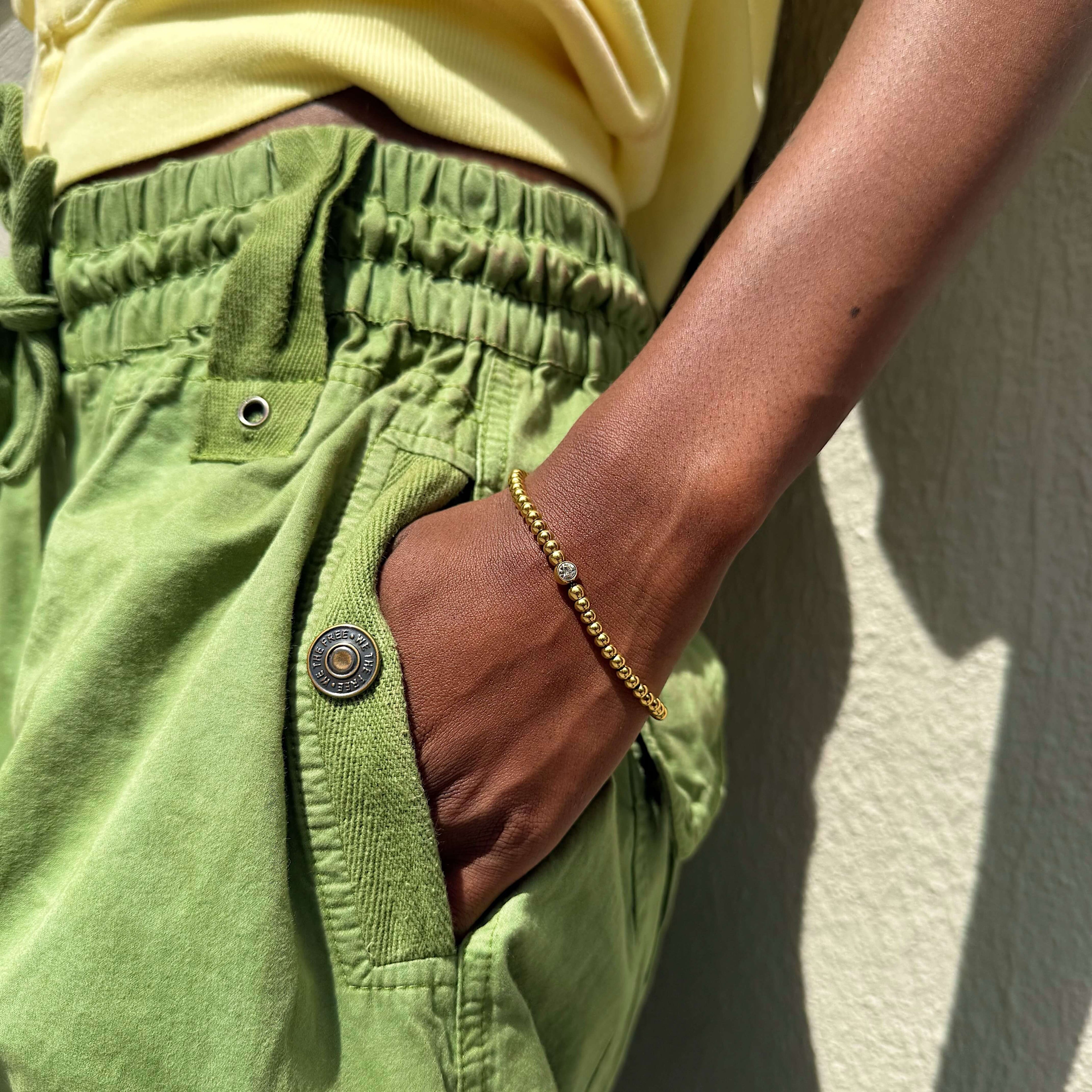Soleil Beaded Bracelet | 18k Gold Plated, Adjustable Length 2