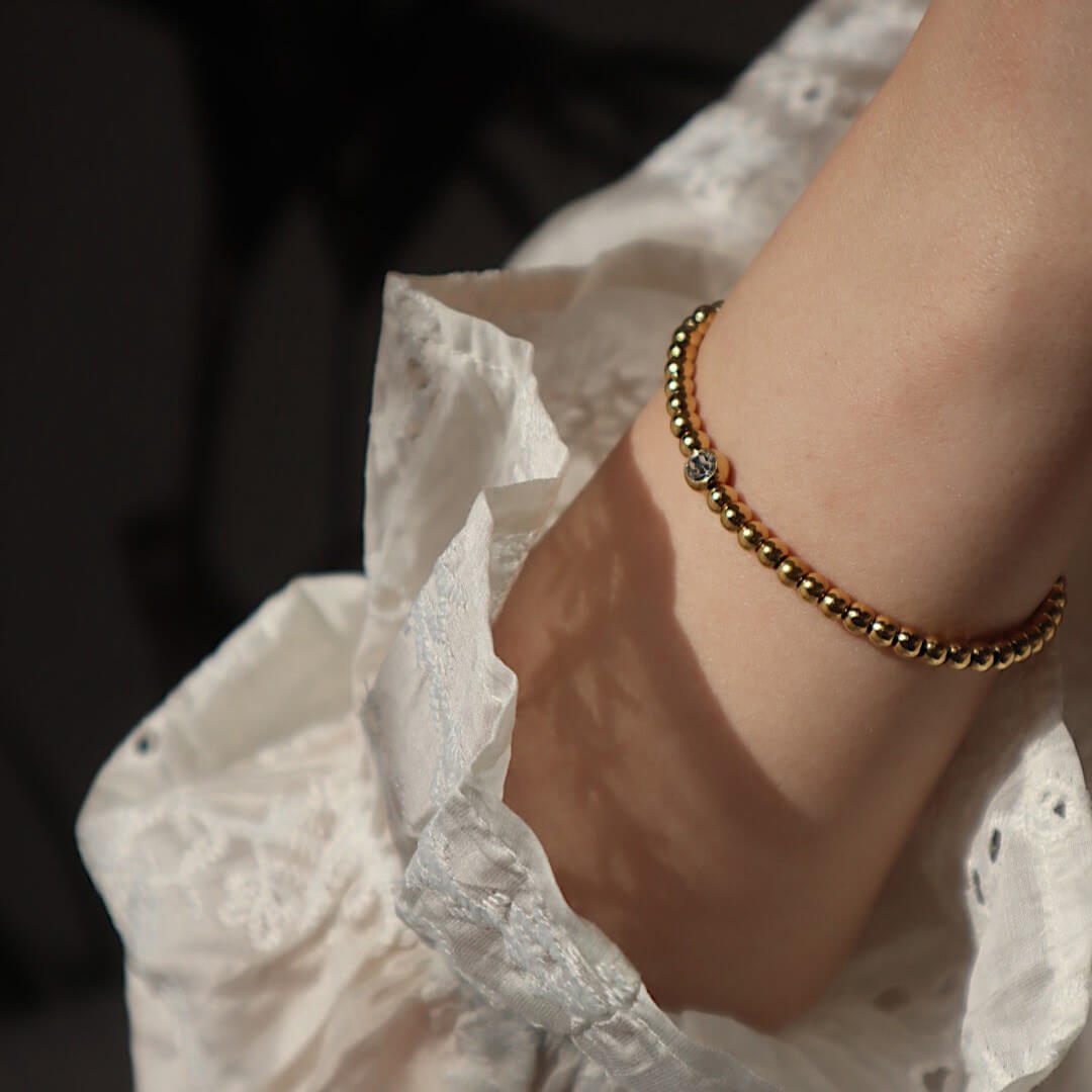 Soleil Beaded Bracelet | 18k Gold Plated, Adjustable Length 3