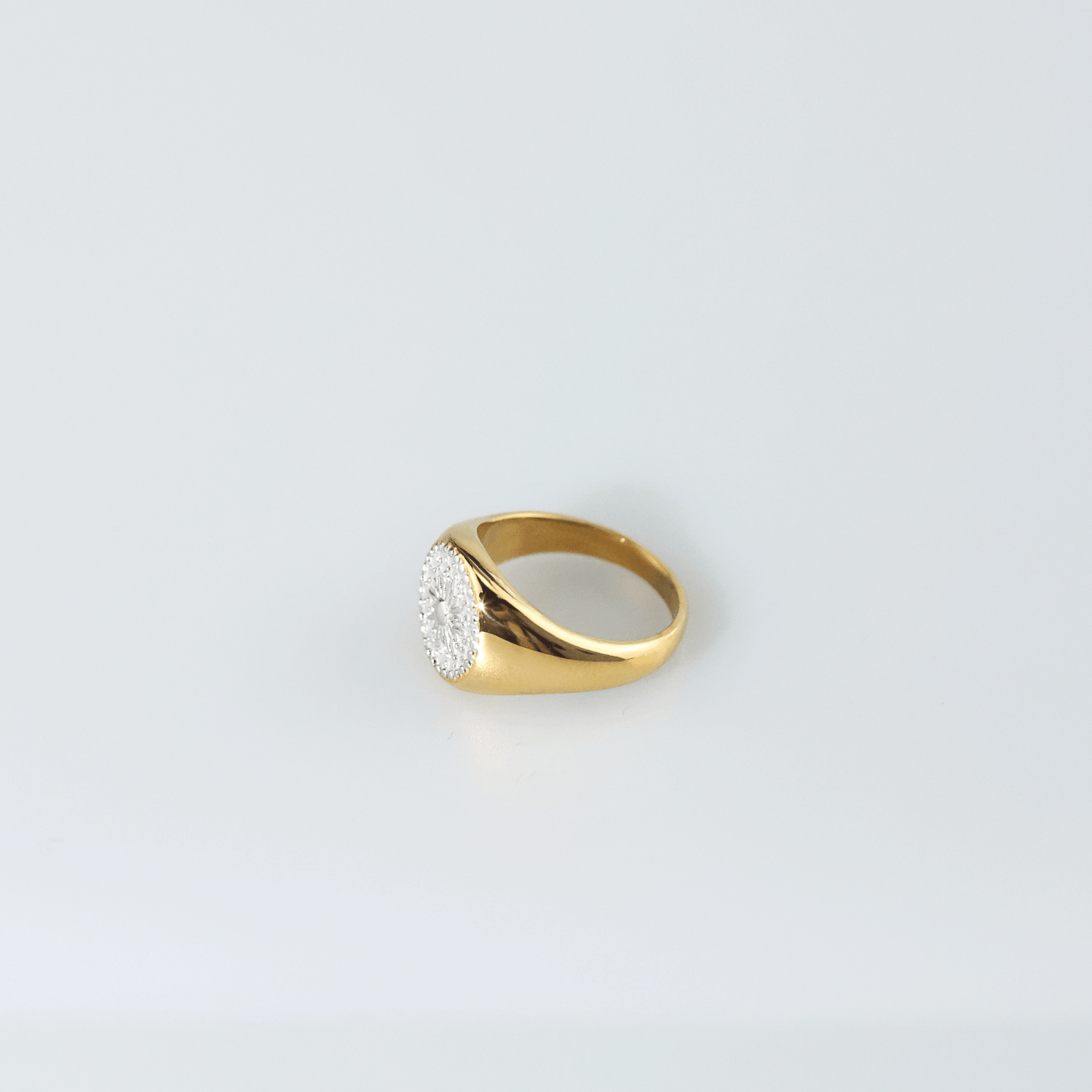 Soleil Womens Signet Ring | 18k Gold Plated, Two-Tone Celestial Design 2