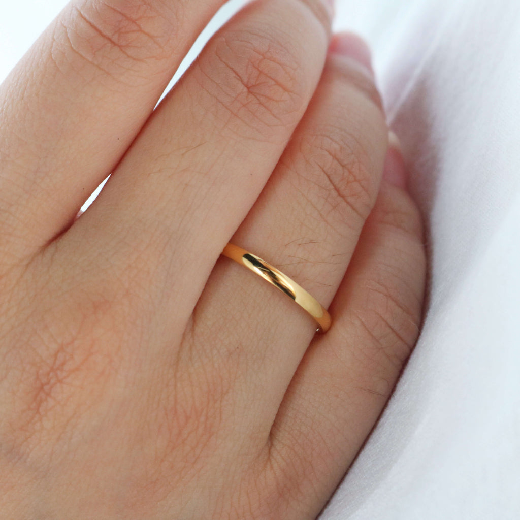Sora Band Ring | 18k Gold Plated Stainless Steel, Stackable 1