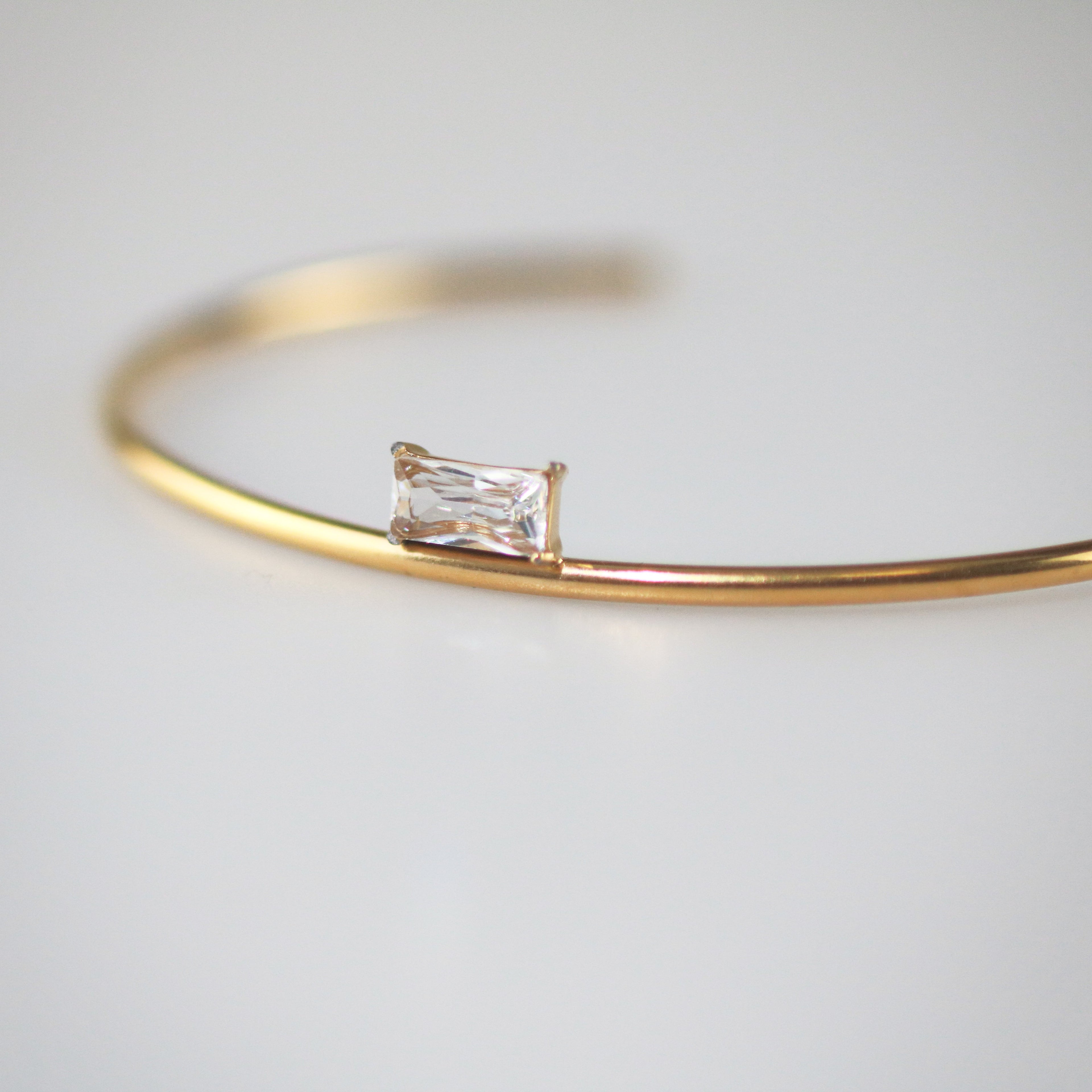 Sora Gold Cuff Bracelet | 18k Gold Plated, Square Rhinestone Design 3