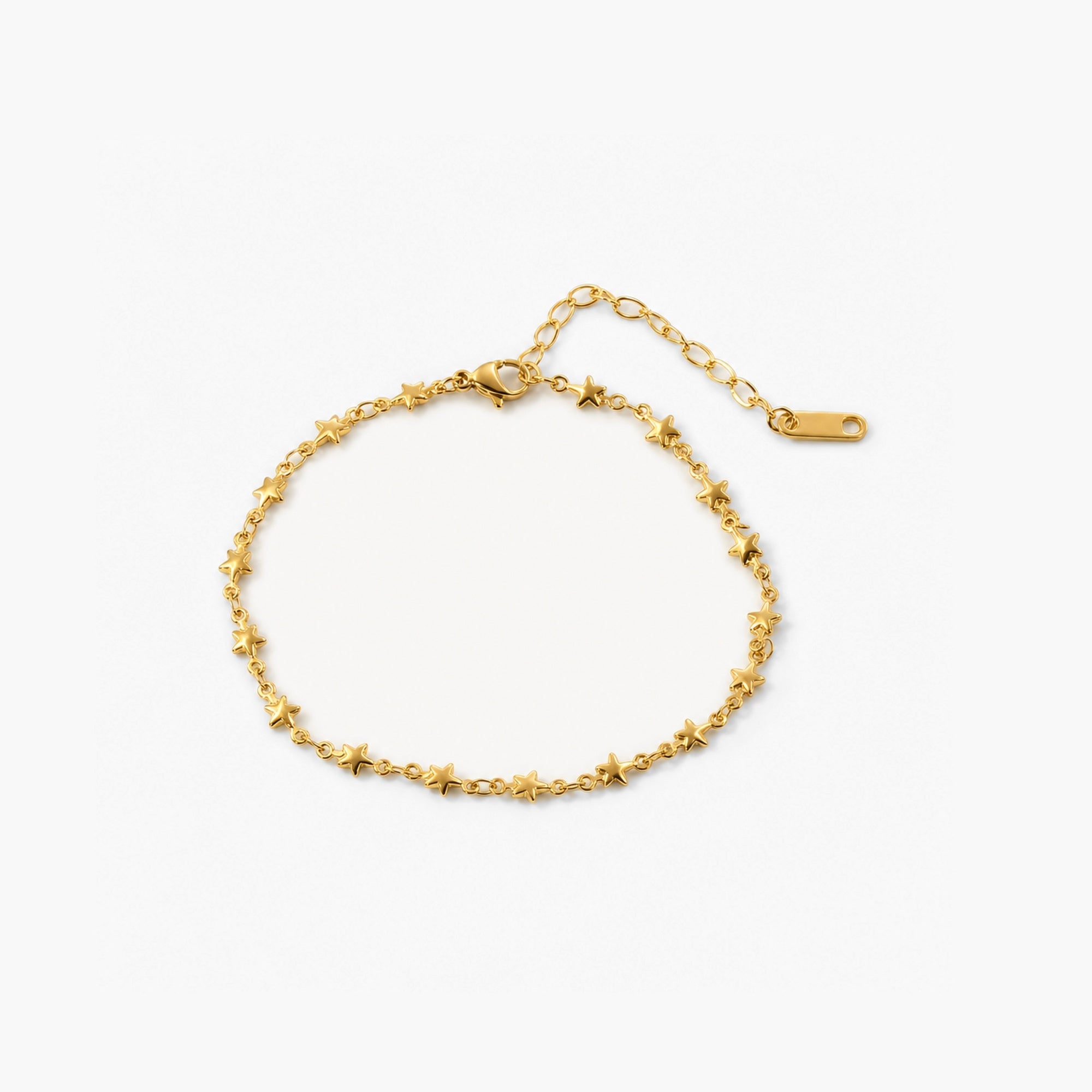 Sora Star Chain Anklet for women, featuring an elegant design in 18k gold plating, adjustable length for a perfect fit. 0