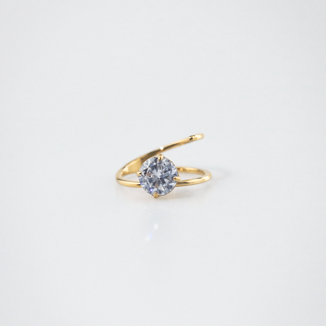 Sora Wrap Ring | 18k Gold Plated, Round-Cut Stone 0