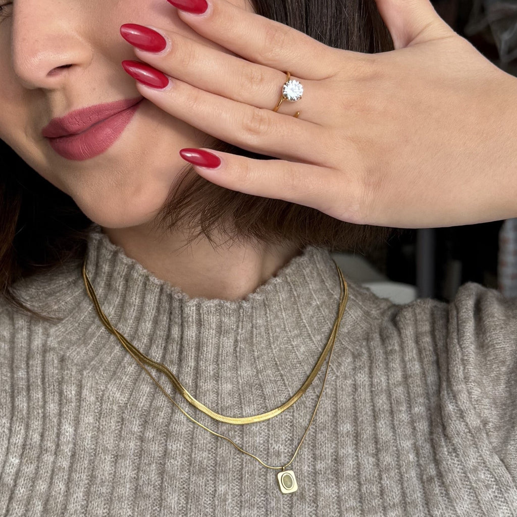 Sora Wrap Ring | 18k Gold Plated, Round-Cut Stone 7