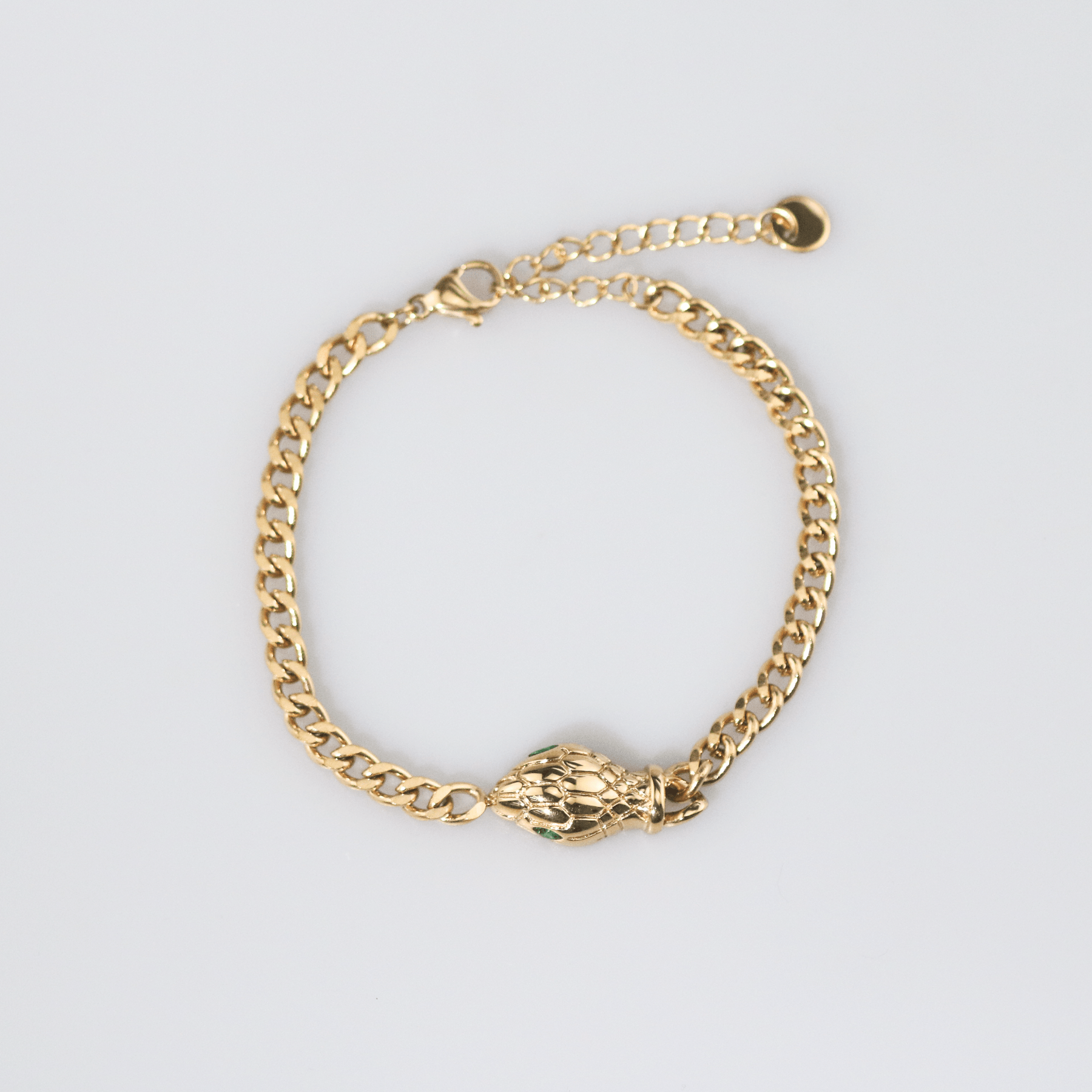 Sorin Chain Bracelet | 18k Gold Plated Stainless Steel with Green Stone Accent 0