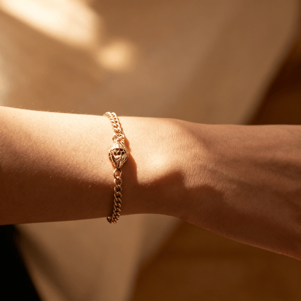 Sorin Chain Bracelet | 18k Gold Plated Stainless Steel with Green Stone Accent 1