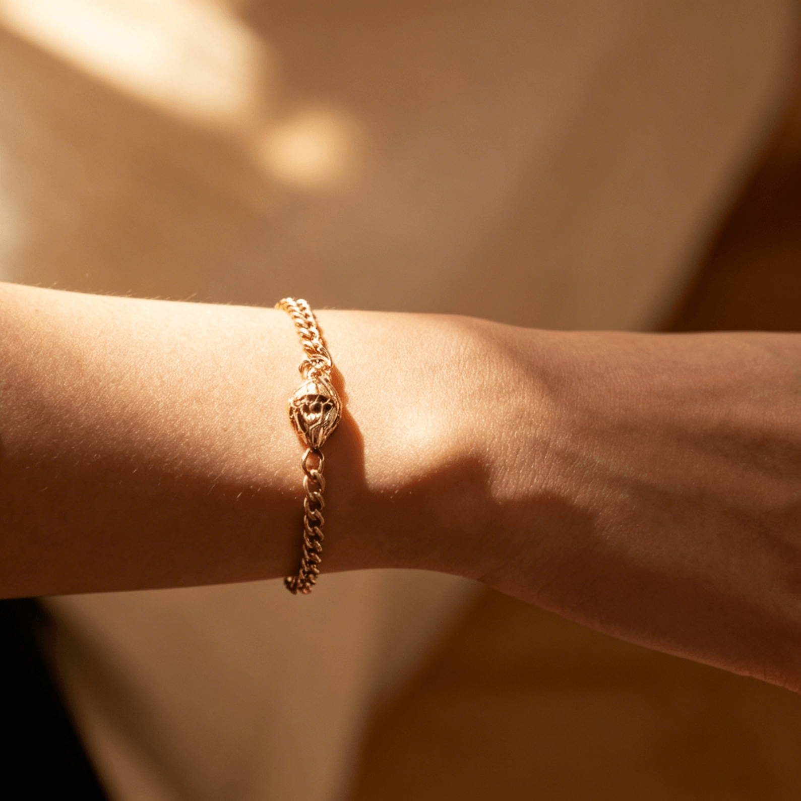 Sorin Chain Bracelet | 18k Gold Plated Stainless Steel with Green Stone Accent 1