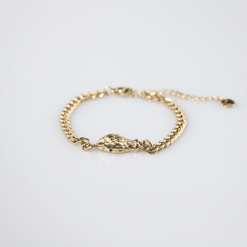 Sorin Chain Bracelet | 18k Gold Plated Stainless Steel with Green Stone Accent 2
