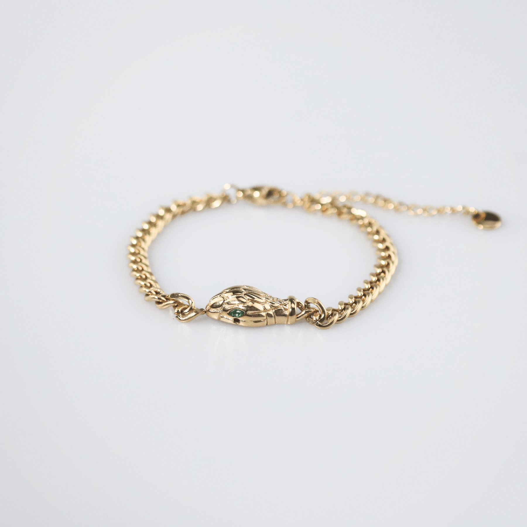 Sorin Chain Bracelet | 18k Gold Plated Stainless Steel with Green Stone Accent 2