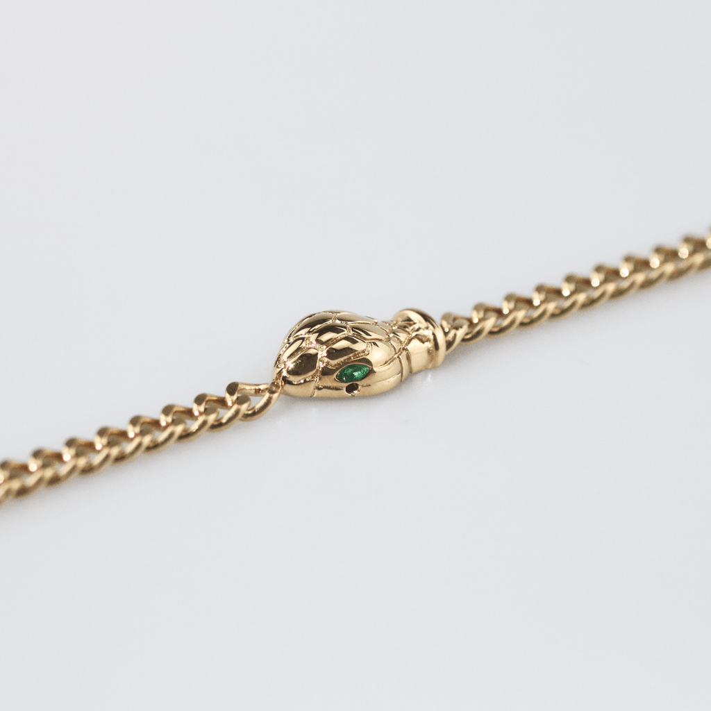 Sorin Chain Bracelet | 18k Gold Plated Stainless Steel with Green Stone Accent 3