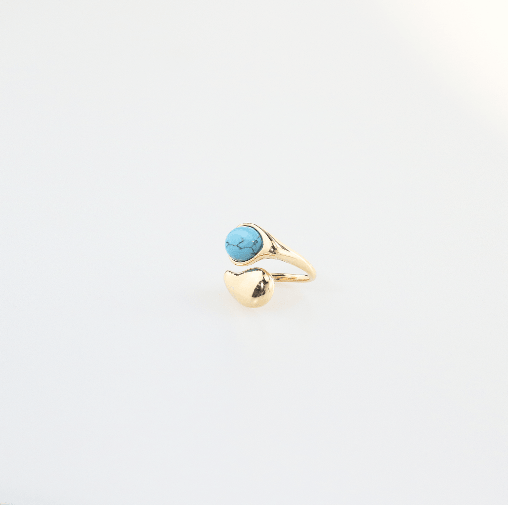 Talia Bypass Ring | Natural Turquoise, 18k Gold Plated Stainless Steel 3