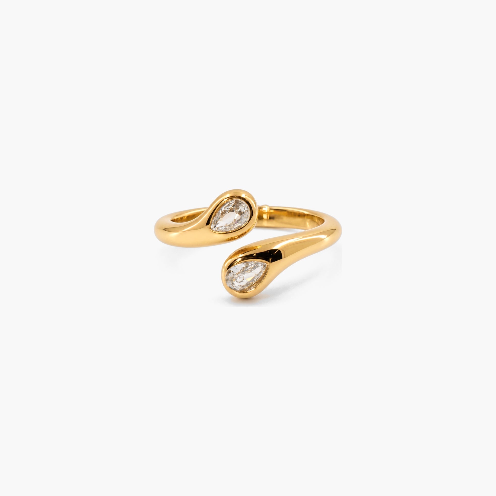 Talia CZ Ring | Twin Teardrop, 18k Gold-Plated, Waterproof 0