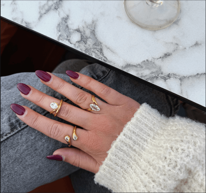 Talia CZ Ring | Twin Teardrop, 18k Gold-Plated, Waterproof 4