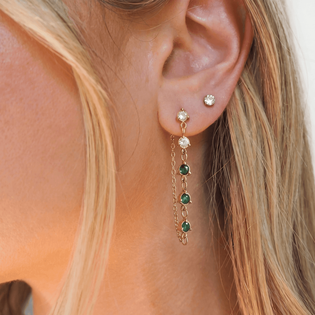 Talia Chain Earrings | 18k Gold Plated, CZ and Gemstone Accents 1