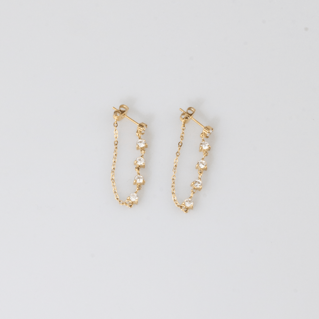 Talia Chain Earrings | 18k Gold Plated, CZ and Gemstone Accents 3